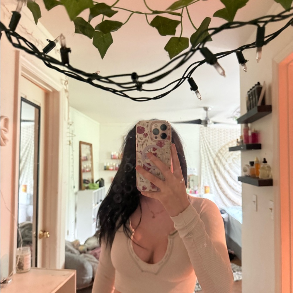 Urban Outfitters Ribbed Cream Top